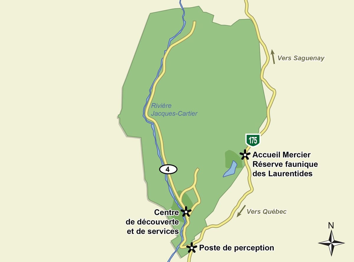 Mapa jacques cartier nacionalni park trag