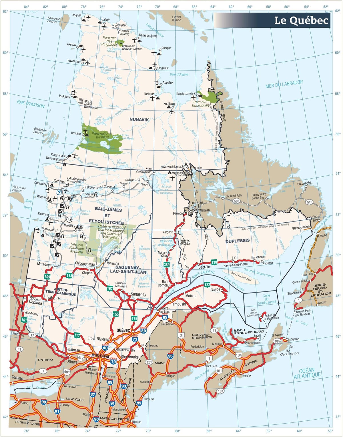 Mapu puta Quebec kanadi