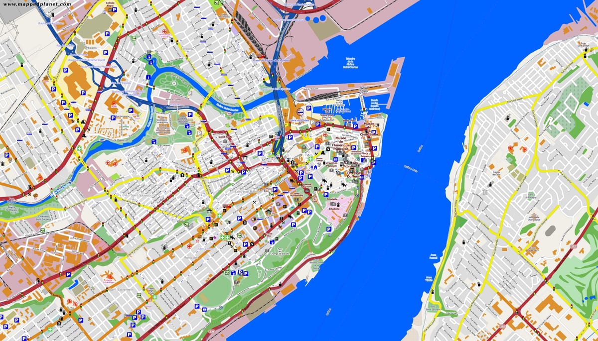 Mapa Quebec Grad i okolno podrucje