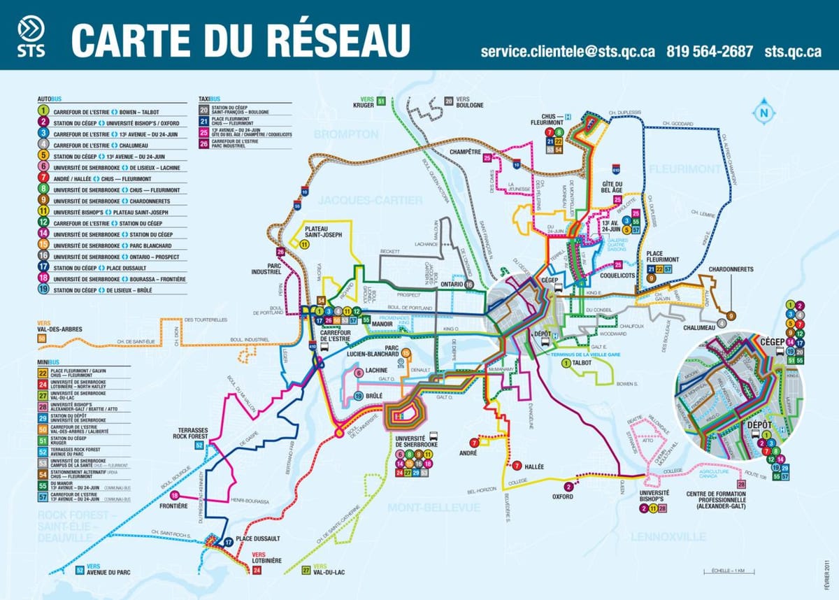Quebec Grad, autobus mapa puteva