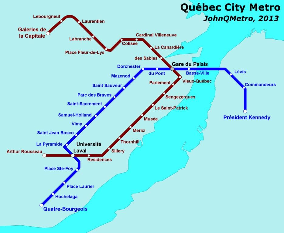 Quebec Grad podzemne mapu