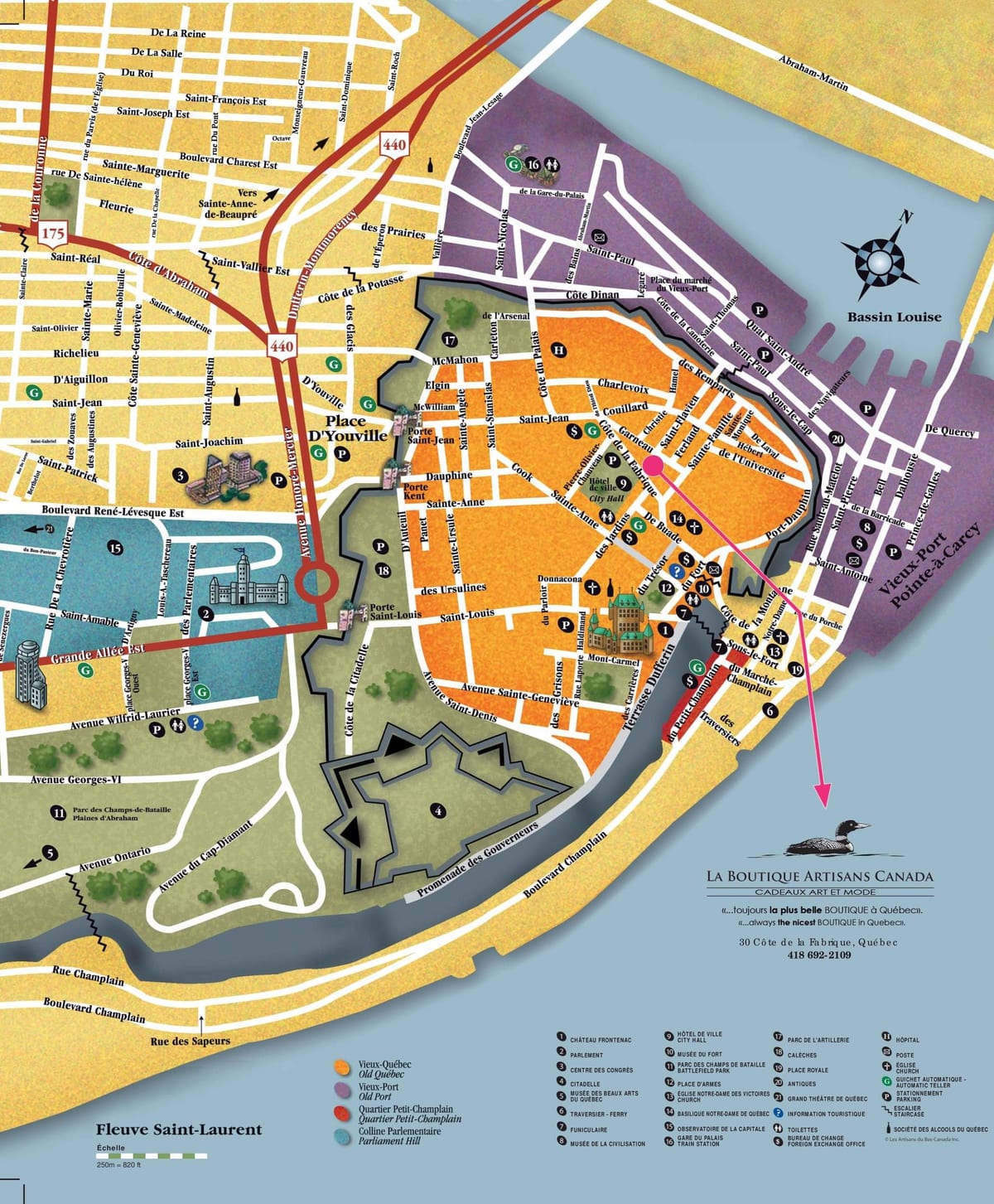 Mapa Quebec Grad u razgledanje 