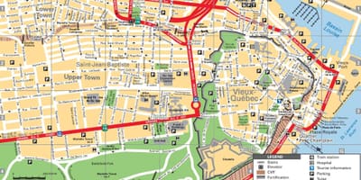 Quebec Gradska turistička atrakcija mapu