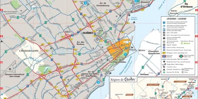 Mapa Quebec gradsku oblast
